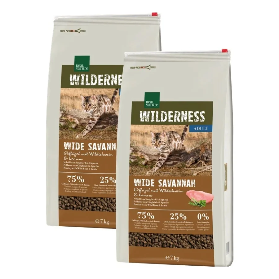 REAL NATURE WILDERNESS Adult Wide Savannah Volaille, sanglier et agneau 2x7 kg