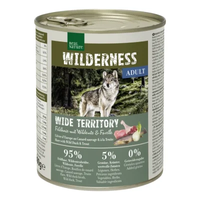 REAL NATURE WILDERNESS Adult Wide Territory lièvre, canard sauvage et truite 12x800 g
