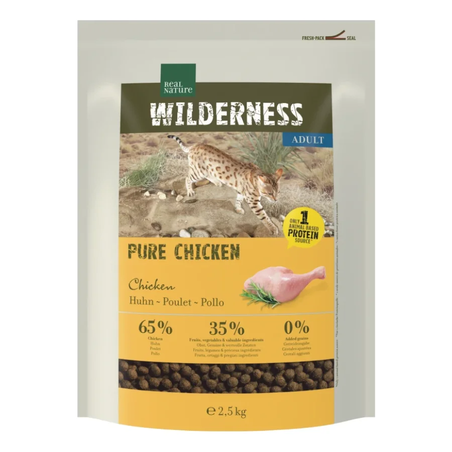 REAL NATURE WILDERNESS Croquettes pour chat, Adulte, Poulet Pur 2,5 kg