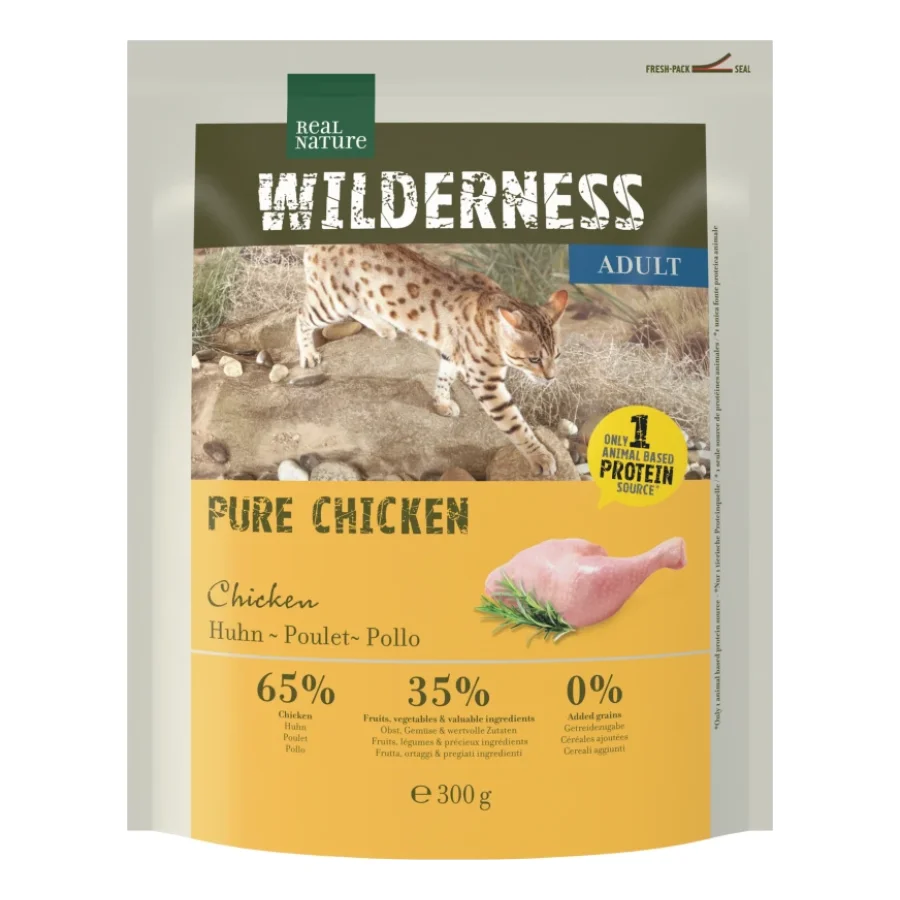 REAL NATURE WILDERNESS Croquettes pour chat, Adulte, Poulet Pur 300 g