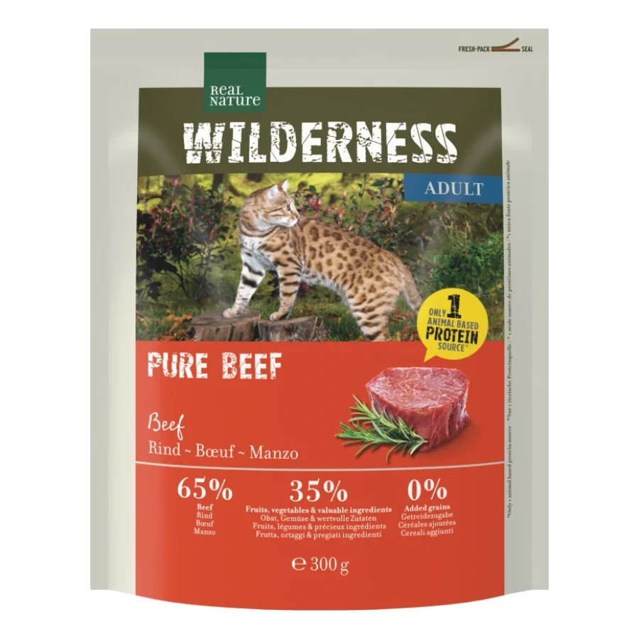REAL NATURE WILDERNESS Croquettes pour chat, Adulte, Pur Bœuf 300 g