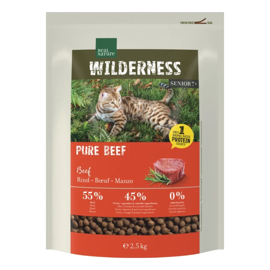 REAL NATURE WILDERNESS Croquettes pour chat, Senior, Pur Bœuf 2,5 kg