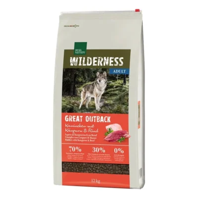 REAL NATURE WILDERNESS Croquettes pour chien, Adulte, Great Outback Lapin, Kangourou et Bœuf 12 kg