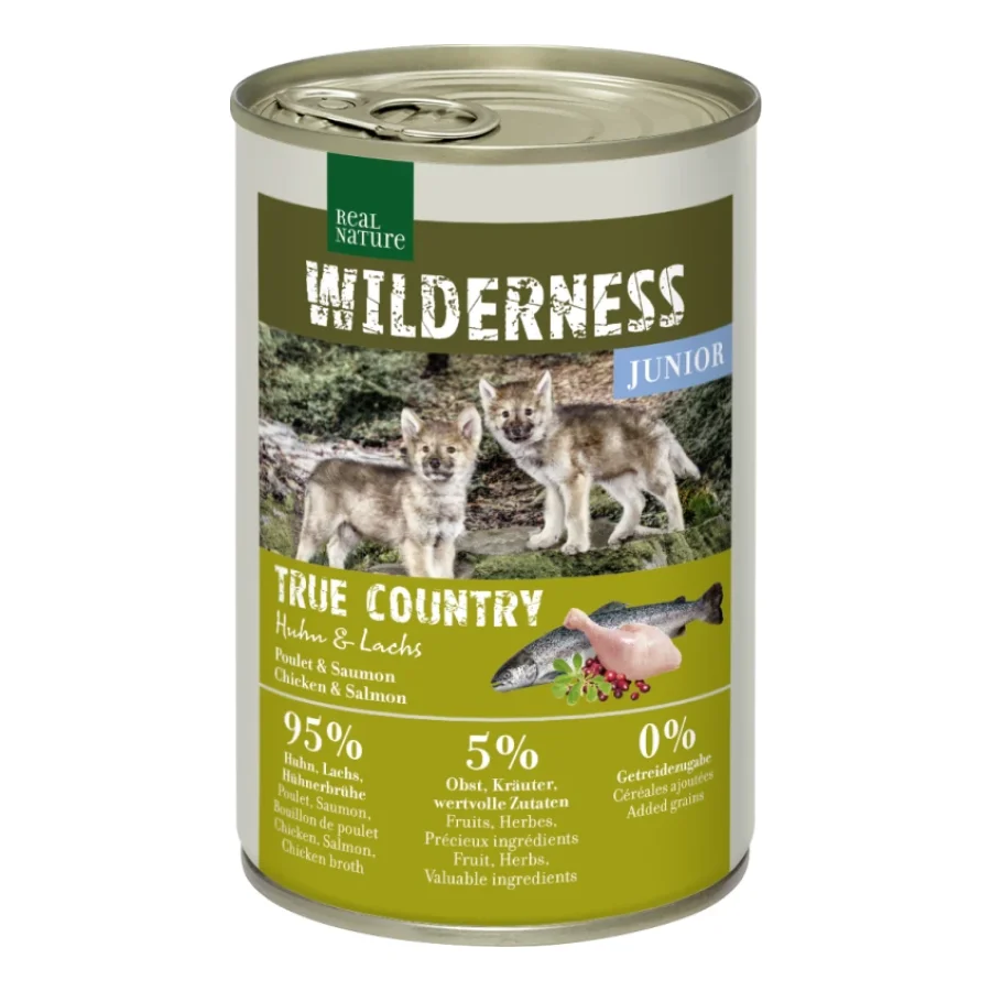 REAL NATURE WILDERNESS Junior Poulet avec saumon 24x400 g