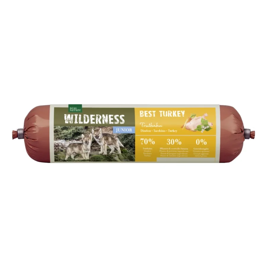 REAL NATURE WILDERNESS Junior Saucisse Best Turkey - Dindon au sarrasin & pomme 12x800 g