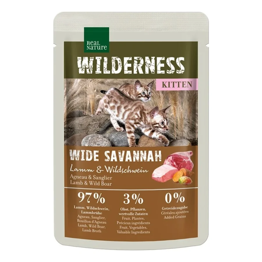 REAL NATURE WILDERNESS Kitten 12 x 85 g Wide Savannah agneau & sanglier 12x85 g