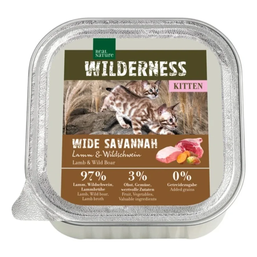 REAL NATURE WILDERNESS Kitten 16 x 100 g Wide Savannah agneau & sanglier 16x100 g