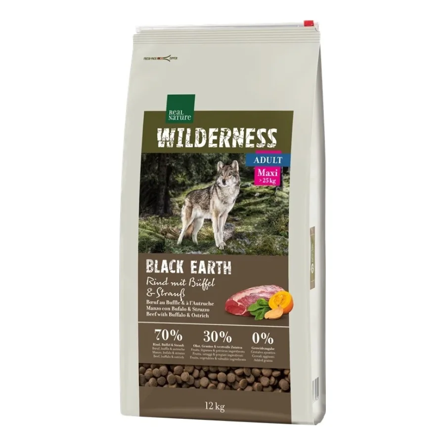 REAL NATURE WILDERNESS Maxi Adult Black Bœuf à l'autruche et au buffle 12 kg