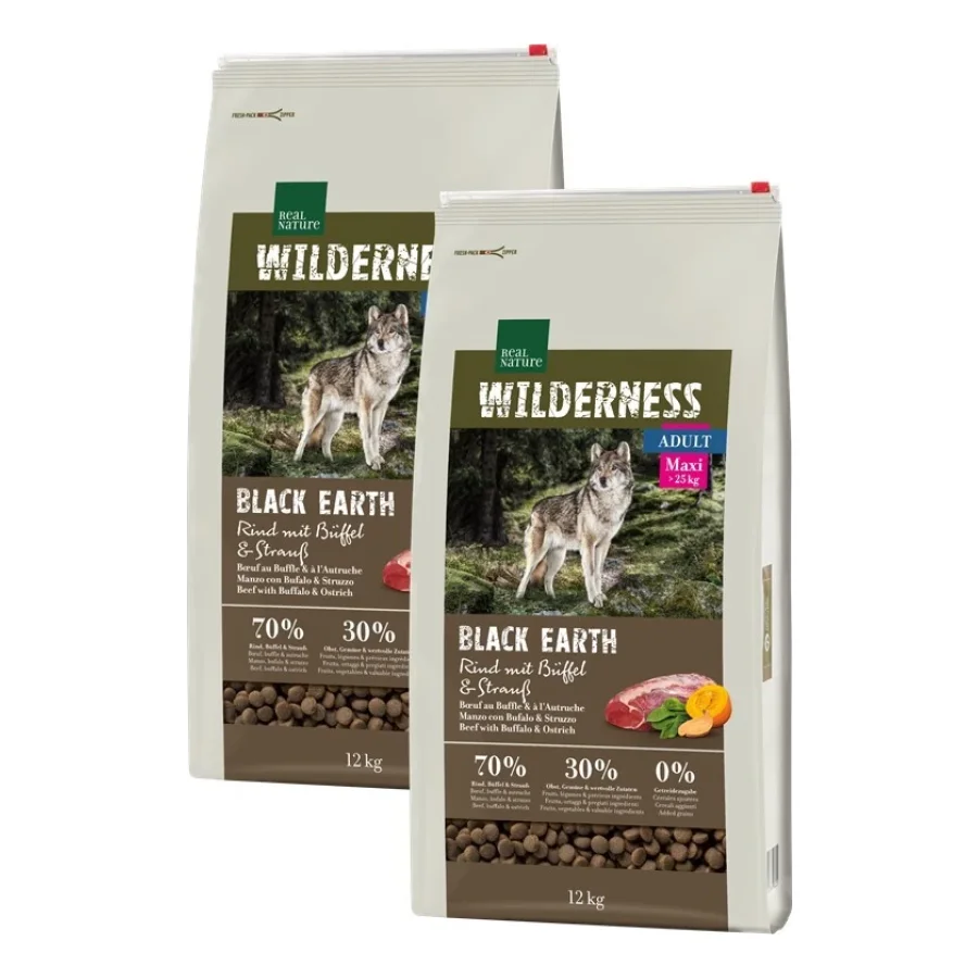 REAL NATURE WILDERNESS Maxi Adult Black Bœuf à l'autruche et au buffle 2x12 kg