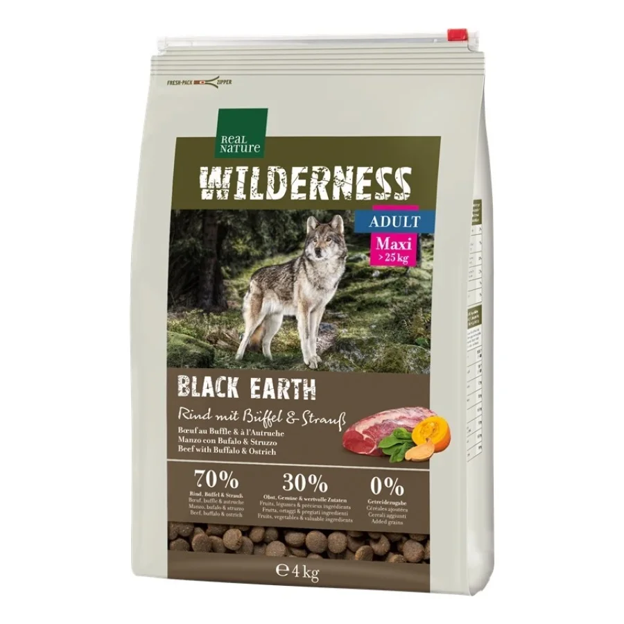 REAL NATURE WILDERNESS Maxi Adult Black Bœuf à l'autruche et au buffle 4 kg
