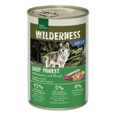 REAL NATURE WILDERNESS Nourriture humide Chien Adulte DEEP FOREST  Sanglier et Cerf 12x400 g
