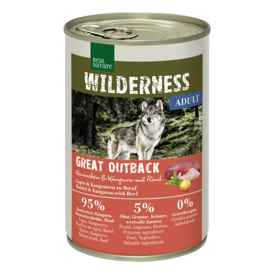 REAL NATURE WILDERNESS Nourriture humide Chien Adulte Great Outback lapin, kangourou et bœuf 12x400 g