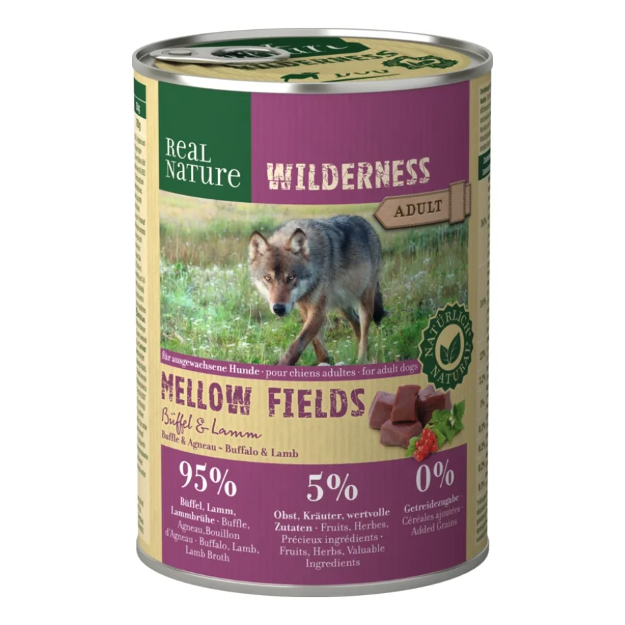 REAL NATURE WILDERNESS Nourriture humide Chien Adulte Mellow Fields - Buffle & Agneau 24x400 g