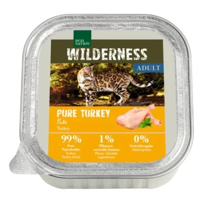 REAL NATURE WILDERNESS nourriture humide pour chat, Adulte 16x100 g Pure Turkey 16x100 g