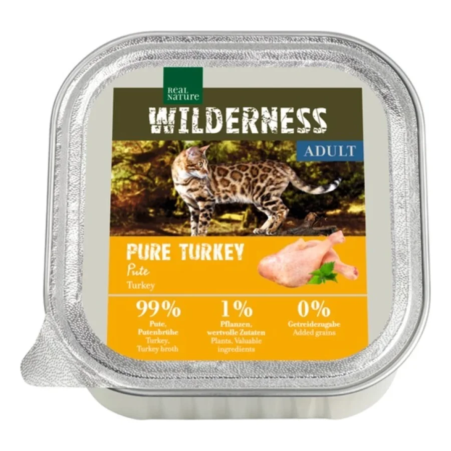 REAL NATURE WILDERNESS nourriture humide pour chat, Adulte 16x100 g Pure Turkey 16x100 g