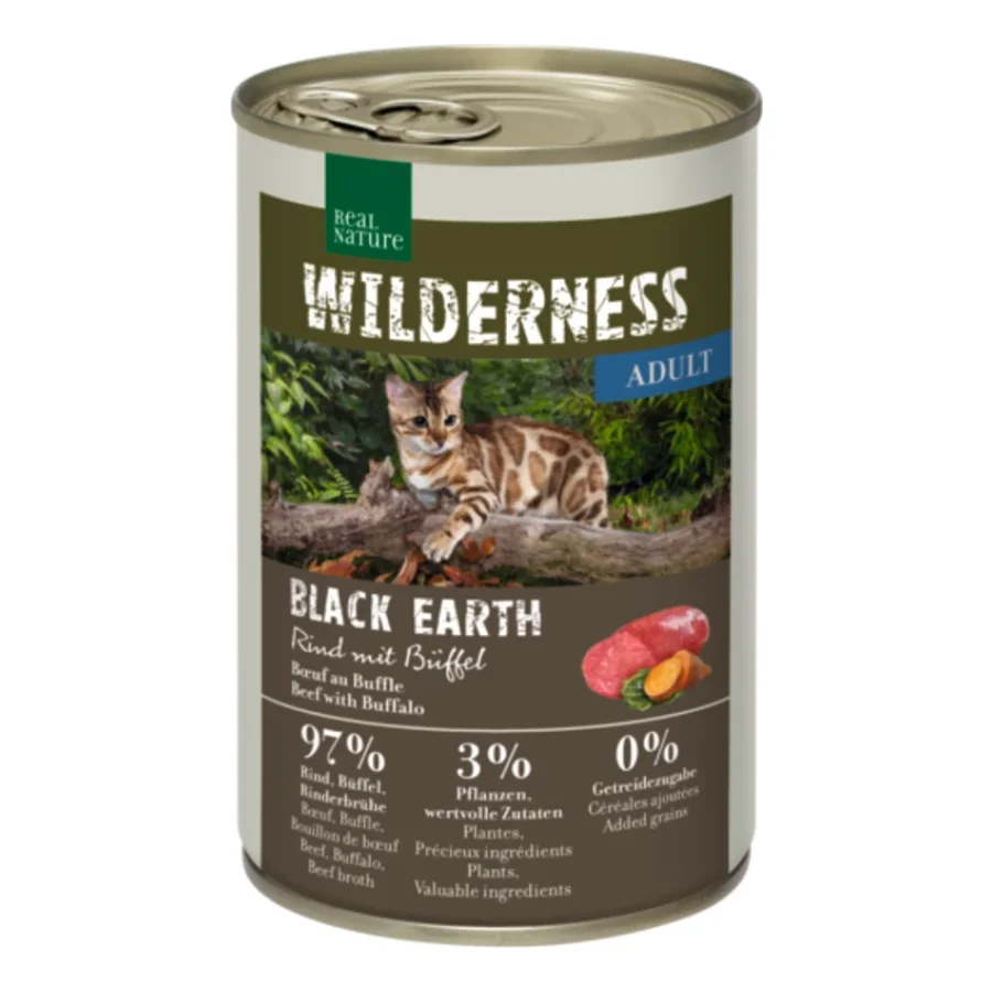 REAL NATURE WILDERNESS nourriture humide pour chat, adulte Black Earth bœuf & buffle 6x400 g
