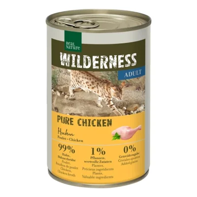 REAL NATURE WILDERNESS nourriture humide pour chat, adulte Pure Chicken 6x400 g