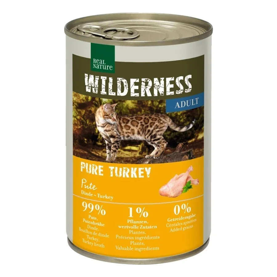 REAL NATURE WILDERNESS nourriture humide pour chat, adulte Pure Turkey 12x400 g