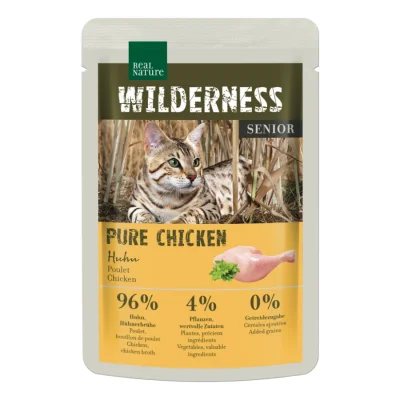 REAL NATURE WILDERNESS nourriture humide pour chat, senior, pur poulet 12x85 g
