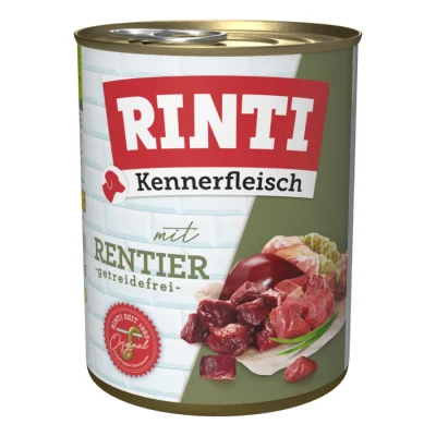 RINTI Kennerfleisch nourriture humide pour chien, adulte, boîte, Renne 12x800 g