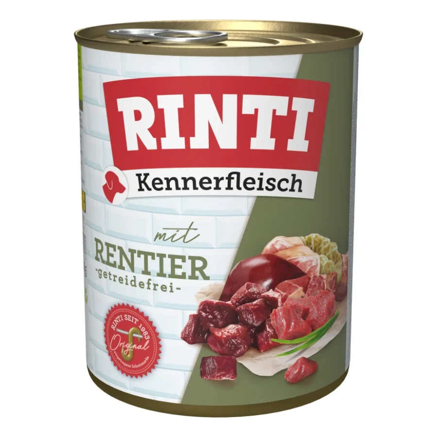 RINTI Kennerfleisch nourriture humide pour chien, adulte, boîte, Renne 24x800 g