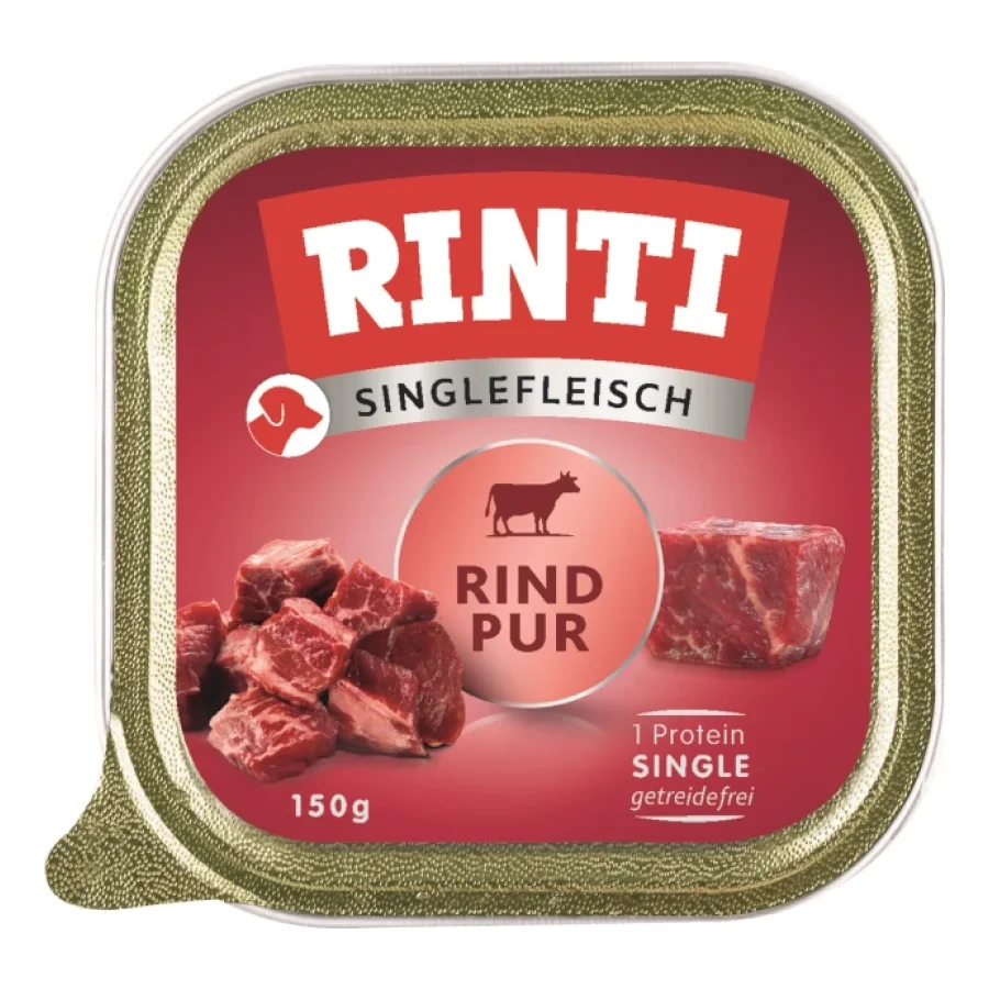 RINTI Singlefleisch nourriture humide pour chien, adulte, barquette. Pur bœuf 10x150 g
