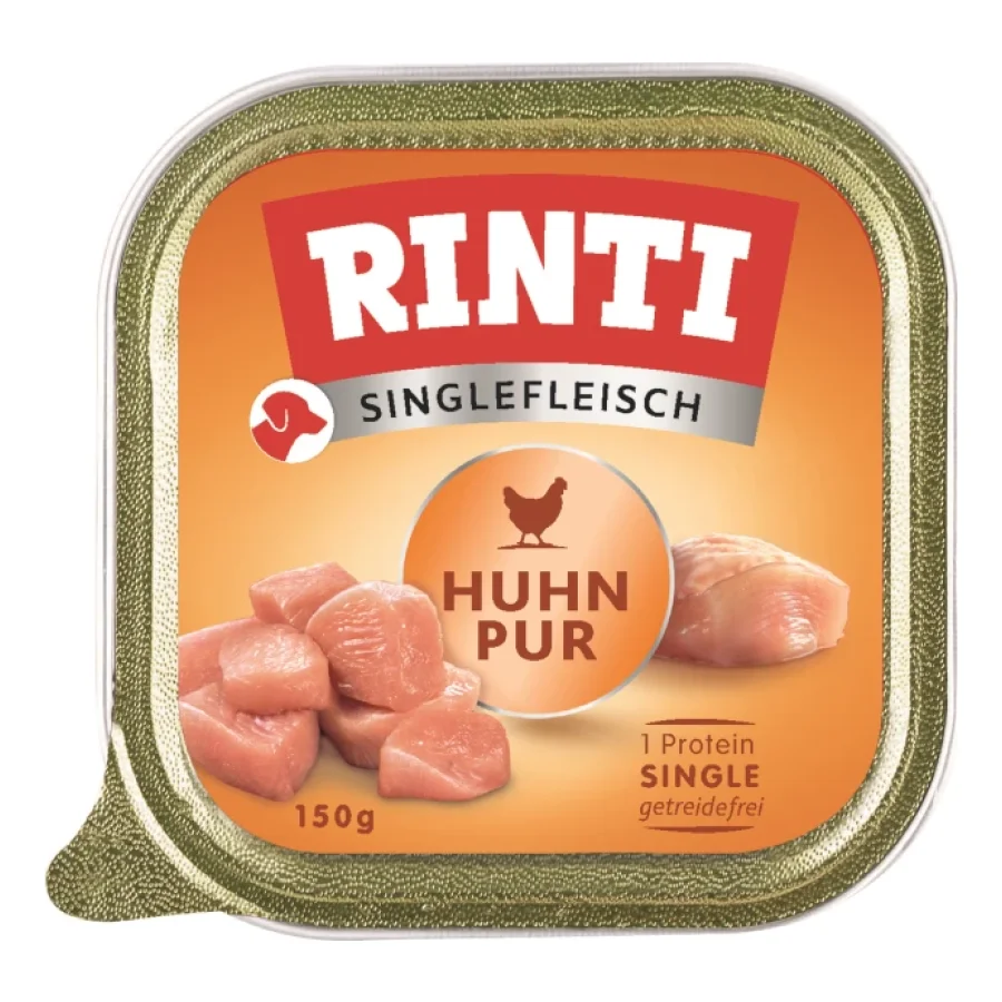 RINTI Singlefleisch nourriture humide pour chien, adulte, barquette. Pur poulet 10x150 g