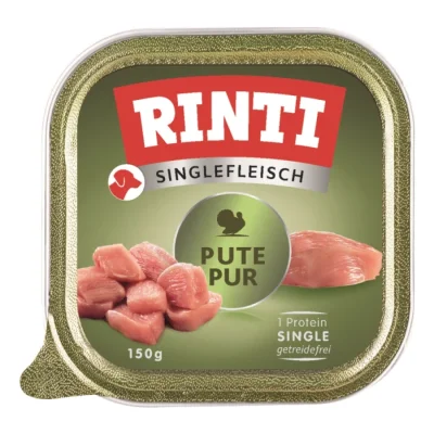 RINTI Singlefleisch nourriture humide pour chien, adulte, barquette. Pure dinde 10x150 g