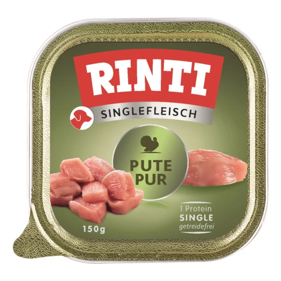 RINTI Singlefleisch nourriture humide pour chien, adulte, barquette. Pure dinde 10x150 g