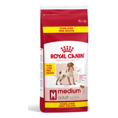 ROYAL CANIN Medium Adulte Croquettes Chien 15+3 kg gratuite