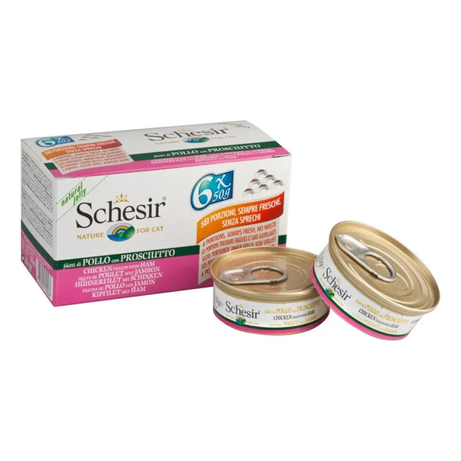 Schesir Multipack 24 x 50 g Filet de poulet avec jambon, en gelée
