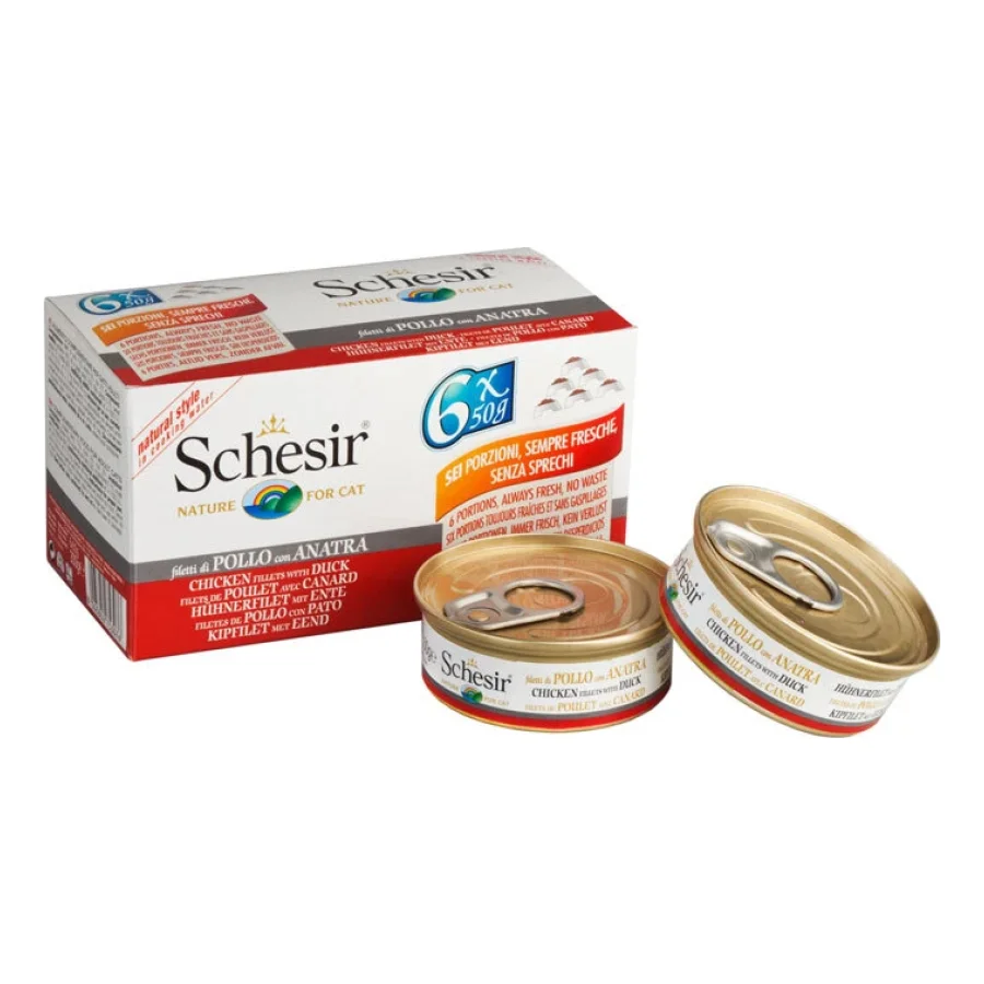 Schesir Multipack 24 x 50 g poulet au canard, Dans leur jus