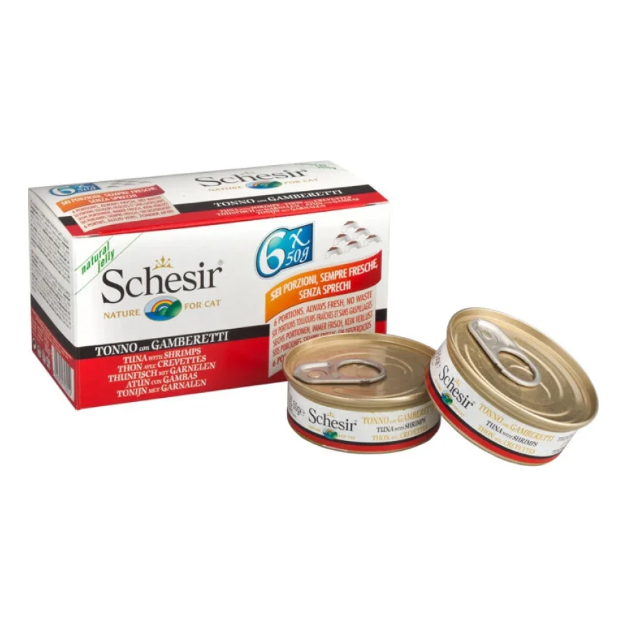 Schesir Multipack 24 x 50 g Thon aux crevettes, en gelée