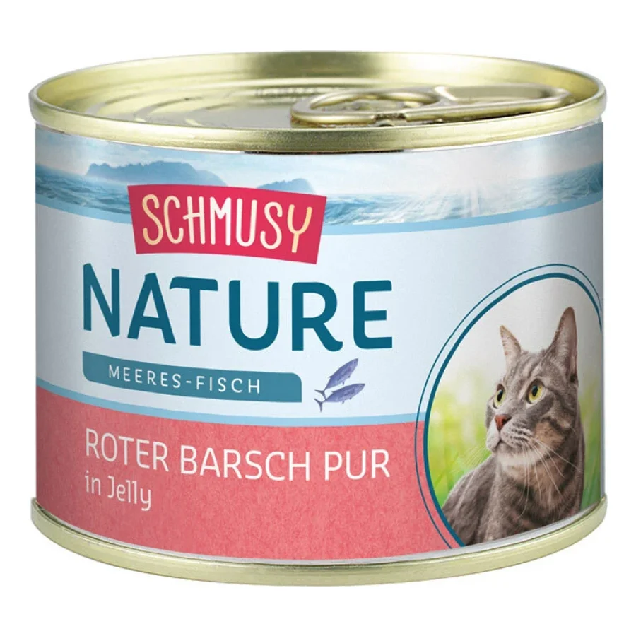 Schmusy Nature Nourriture humide au poisson de mer pour chat adulte Perche rouge Pur 24x185 g