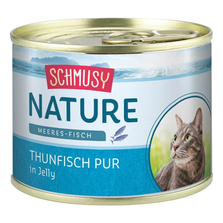 Schmusy Nature Nourriture humide au poisson de mer pour chat adulte Thon Pur 24x185 g