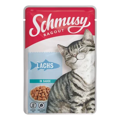 Schmusy Ragout Nourriture humide chat adulte en sauce Saumon 88x100 g