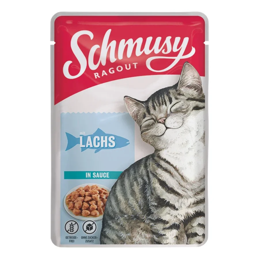 Schmusy Ragout Nourriture humide chat adulte en sauce Saumon 88x100 g