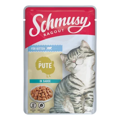 Schmusy Ragout Nourriture humide chaton en sauce Dinde 88x100 g