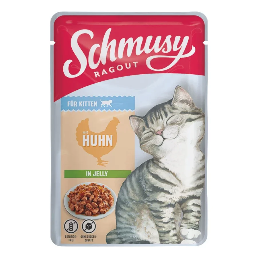 Schmusy Ragout Nourriture humide chaton en sauce Poulet 88x100 g
