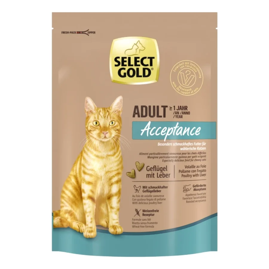 SELECT GOLD Acceptance Croquettes Chat Adulte Volaille et foie 300 g