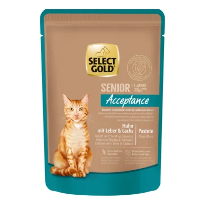 SELECT GOLD Acceptance Sachets de Pâtée Chat Senior Poulet, Foie et Saumon 12x85 g