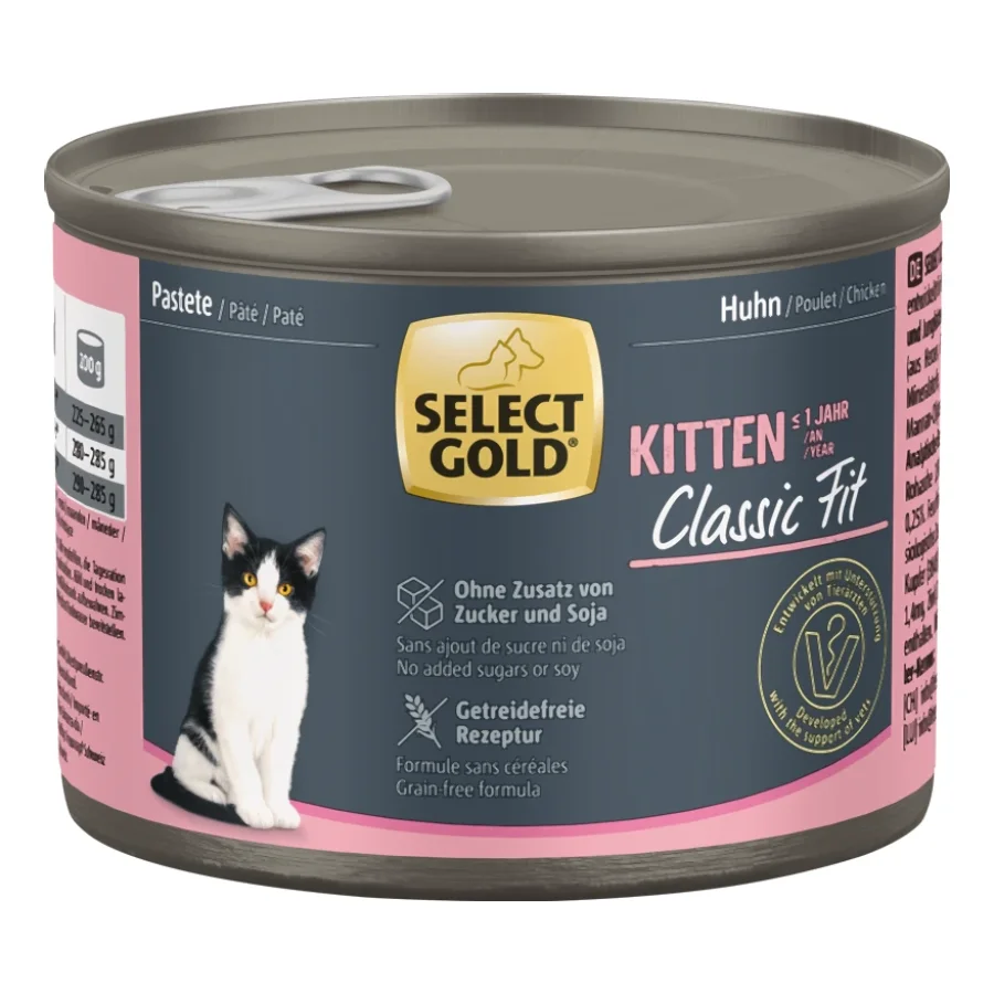 SELECT GOLD Classic Fit Boîtes de Pâtée Chaton Poulet 24x200 g