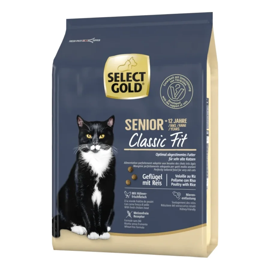 SELECT GOLD Classic Fit Croquettes Chat Senior +12 Volaille & riz 2,5 kg
