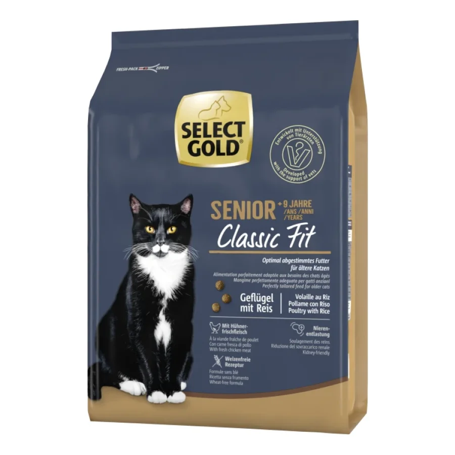 SELECT GOLD Classic Fit Croquettes Chat Senior +9 Volaille et riz 2,5 kg