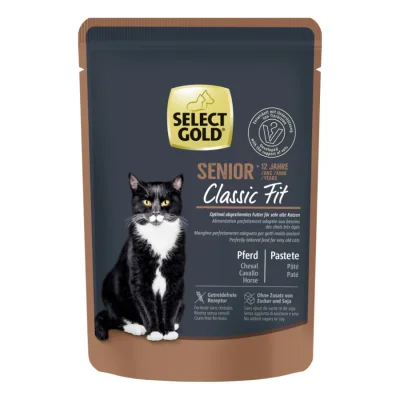 SELECT GOLD Classic Fit nourriture humide pour chat, Senior +12, cheval 12x85 g