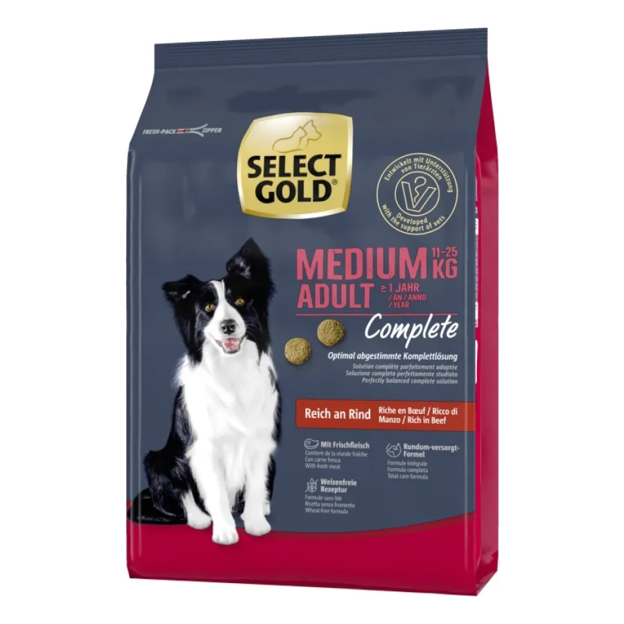 SELECT GOLD Complete Croquettes Chien Adulte Medium Bœuf 1 kg