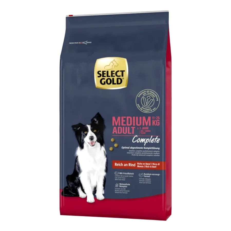 SELECT GOLD Complete Croquettes Chien Adulte Medium Bœuf 12 kg