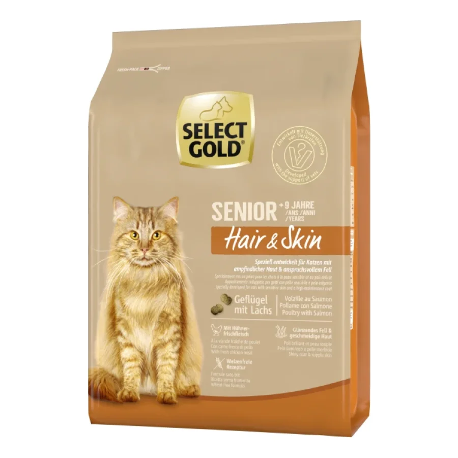 SELECT GOLD Hair & Skin Croquettes Chat Senior Volaille & saumon 2,5 kg