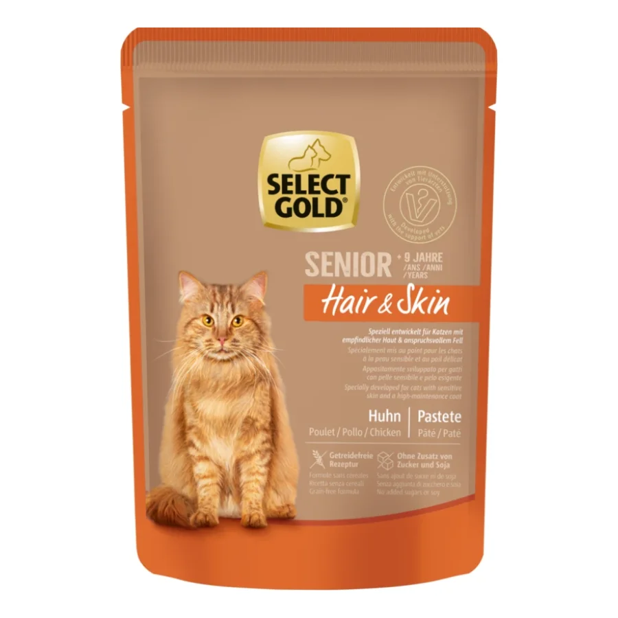 SELECT GOLD Hair & Skin Sachets de Pâtée Chat Senior Poulet 24x85 g
