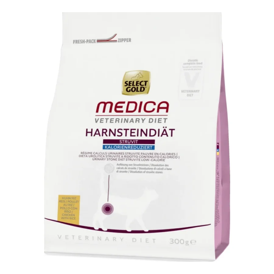 SELECT GOLD Medica Calculs Urinaires Pauvre en Calories Croquettes Chat Adulte Poulet et Riz 300 g